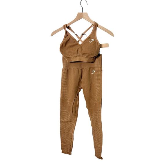 GymShark Vital Seamless‎ 2.0 Bra and Legging Set in Size Small Color Fawn Marl - Picture 1 of 6